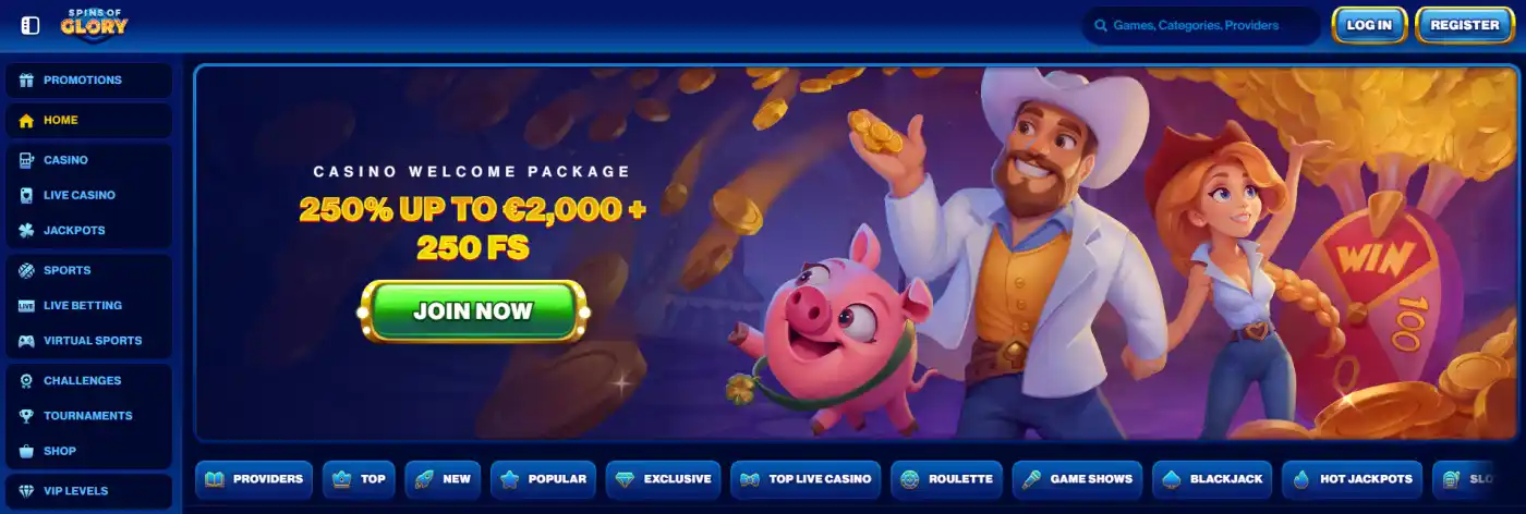 Current Spins of Glory casino lobby or Australian-facing interface